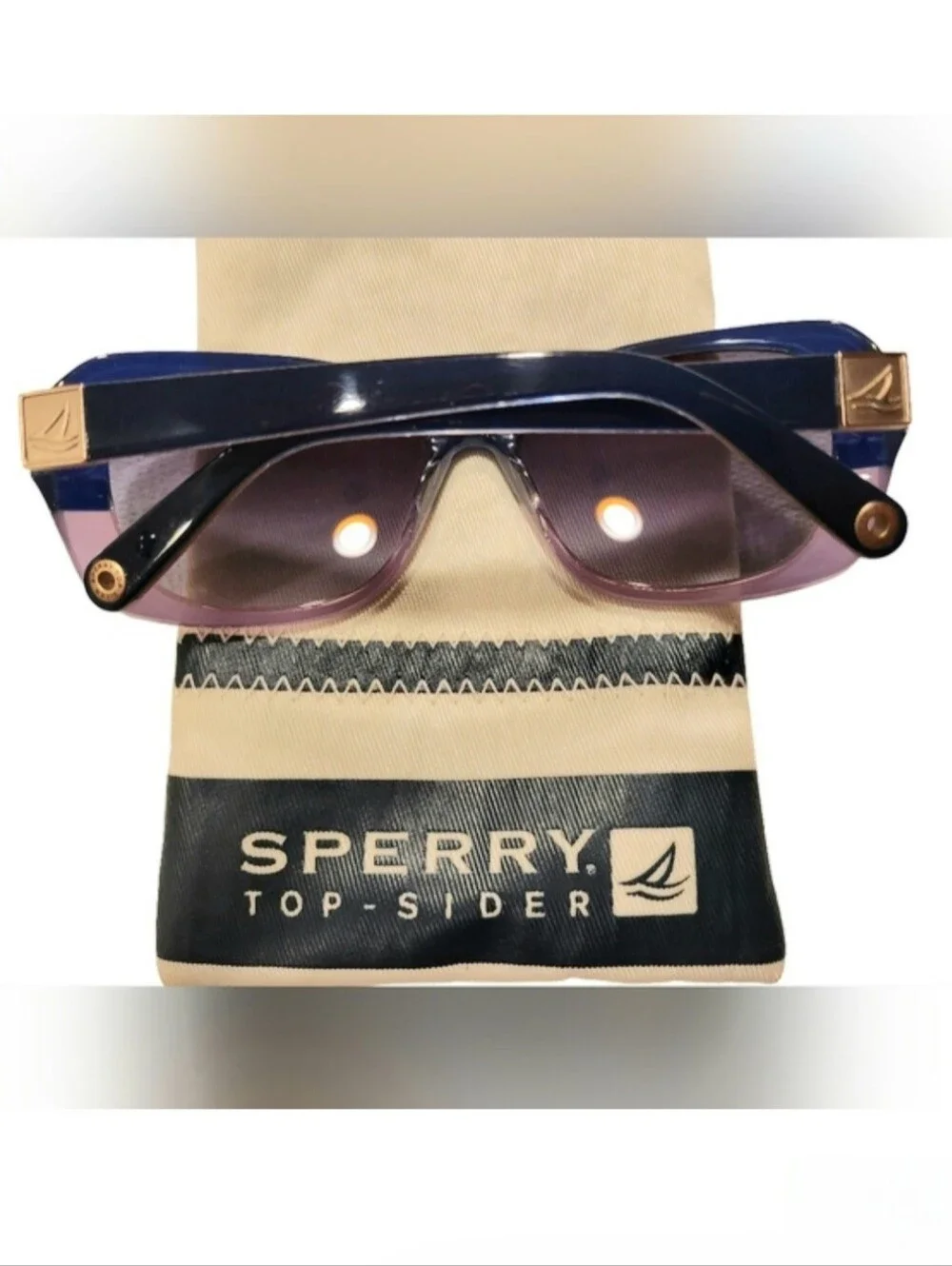 Sperry Topsider Vintage East Hampton Polarized Blue Purple Sunglasses With Case